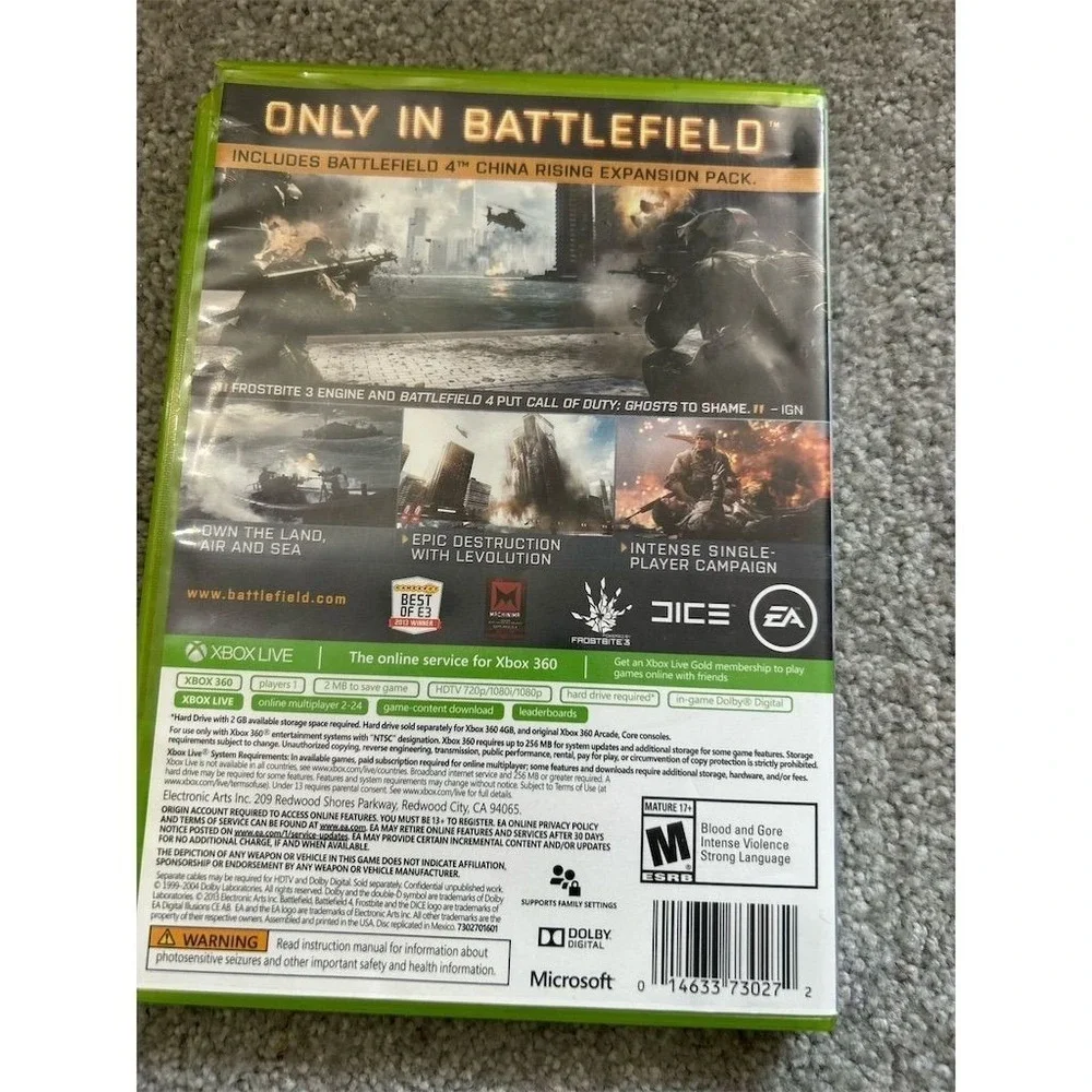 Battlefield 4 Xbox 360 Game First-Person Shooter 2 Discs M Rating